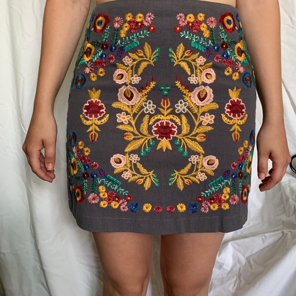 Embroidered Mini Skirt